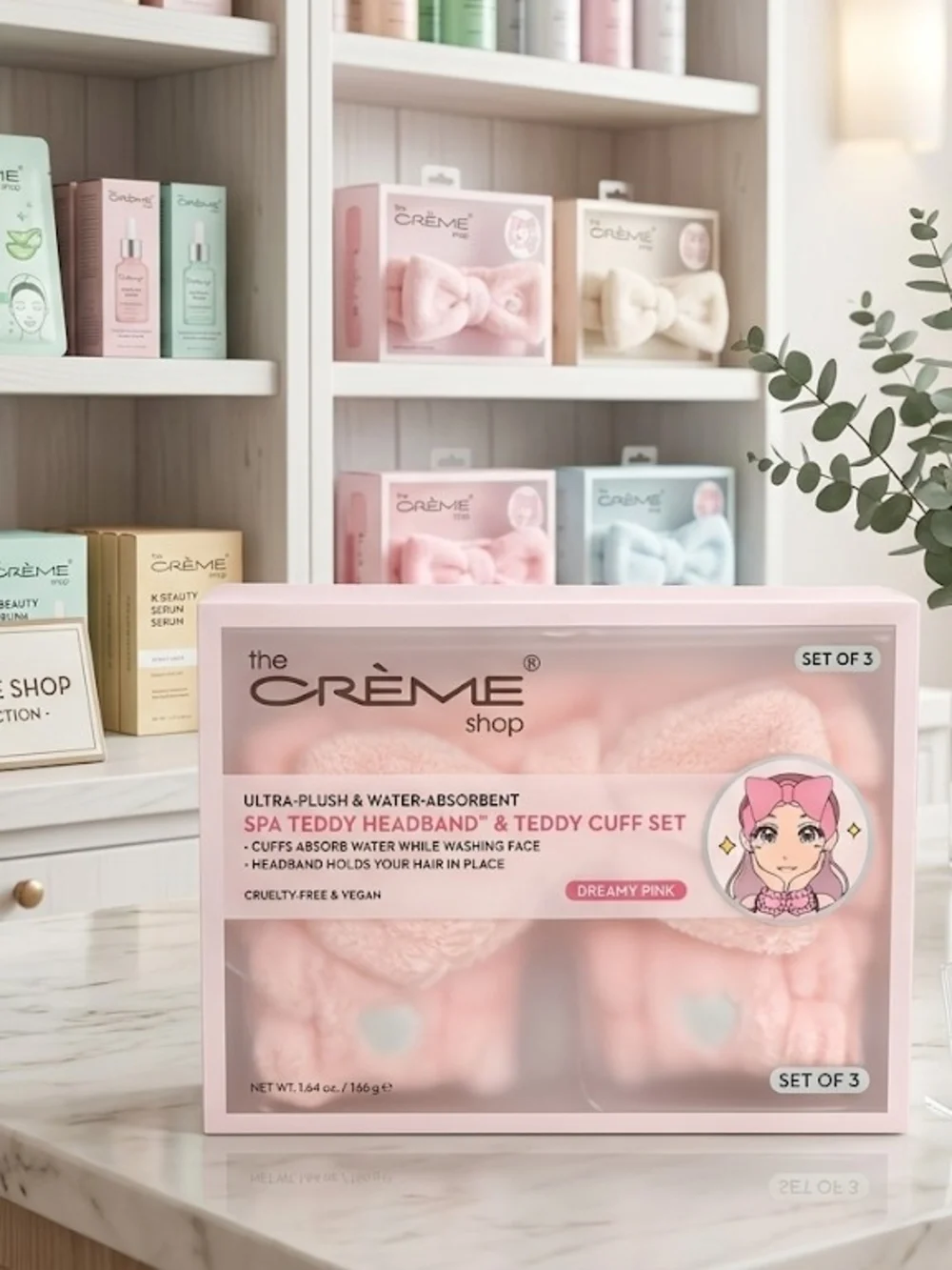 Créme Shop Dreamy Pink Teddy Headband & Cuff Set-NIB!